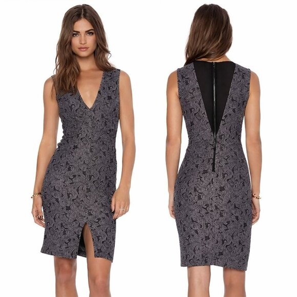 NEW Alice + Olivia Gray Baylee Embroidered Dress $395